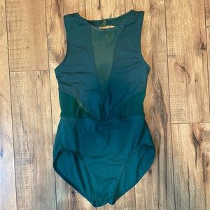 NWOT green mesh cut leotard